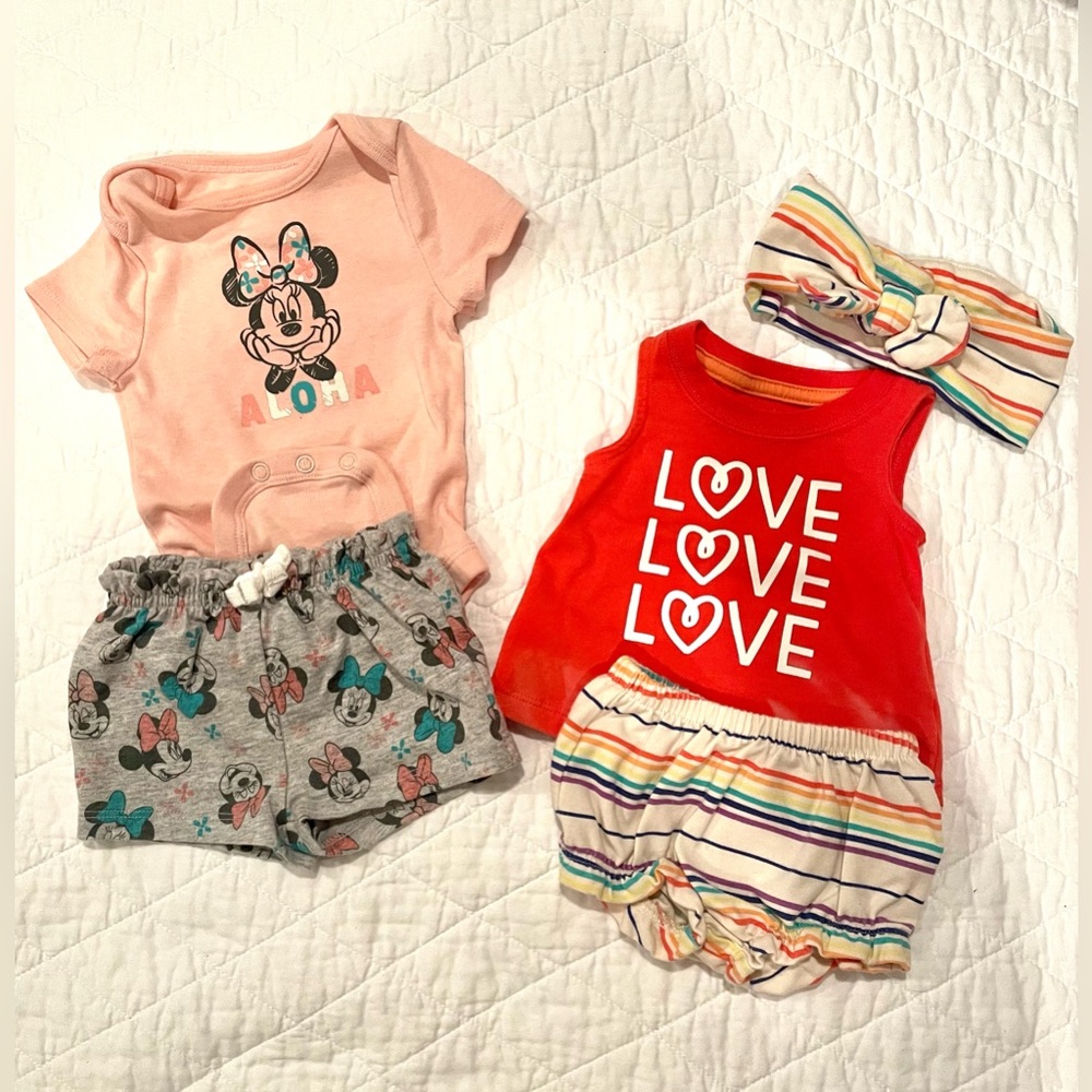 3 Newborn Outfits - 2 Cat & Jack Outfits & 1 Disney Minnie Outfit